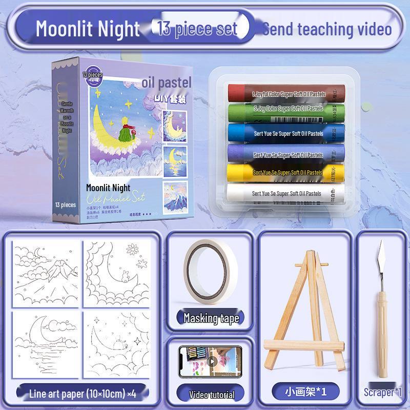 DIY Oil Pastel Art Set: Soft Crayons, Painting Paper, Scraper, Picture Frame