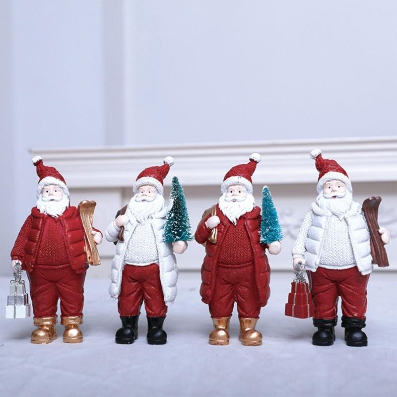 Christmas Figurine Figure Decors Resin Santa Clauses Statue Christmas Decorative Figurines Table Centerpiece for Holiday