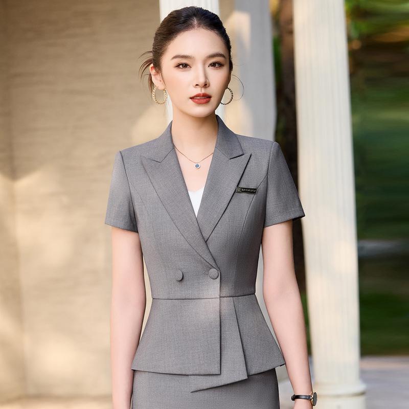 Women's Double-Breasted Short Sleeve Blazer - Summer Business Fashion