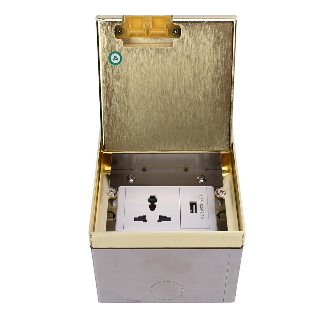 Einbaubodensteckdose Multifunktional 3-polige Steckdose und USB-Anschluss 4000W Edelstahl Einbau-Steckdosenbox-Set