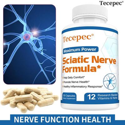 Sciatic Nerve Formula Capsules, Vitamin B Complex & Herbal Blend Dietary Supplement, 120 Vegetable Capsules