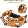Double Row Jingles, Half Moon Musical Tambourine Double Row Handbell Tambourine Metal Jingles with Ergonomic Grip Percussion Instrument for KTV Party