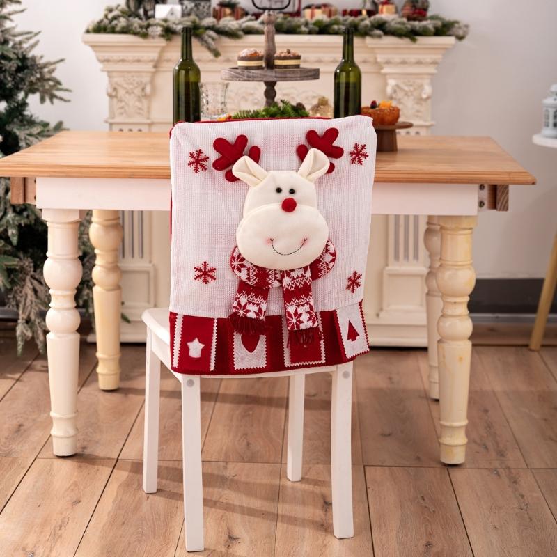 Christmas Themed Elastics Chair Cover Realistic Christmas Designs for Family Gatherings