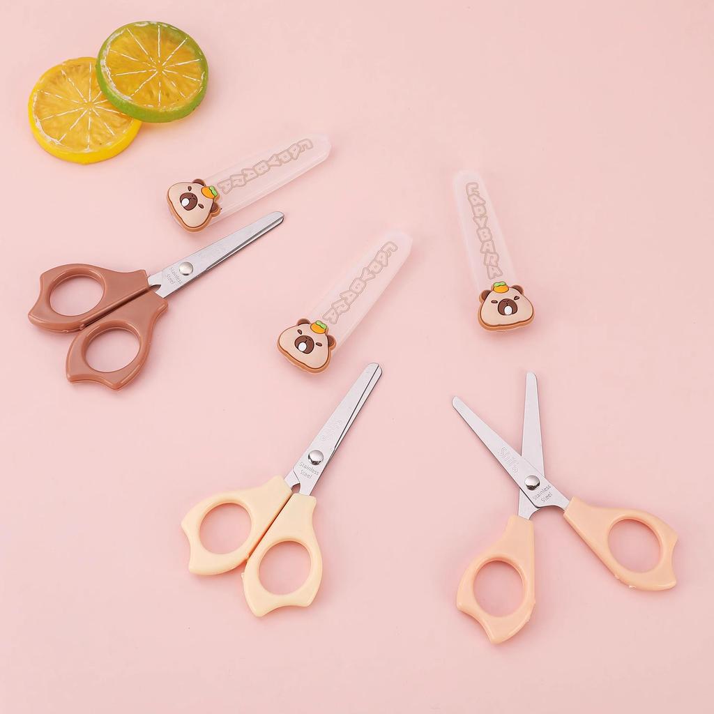 Capybara Cartoon Student Scissors - Cute Guinea Pig-Shaped Kids' Stationery for Paper Cutting