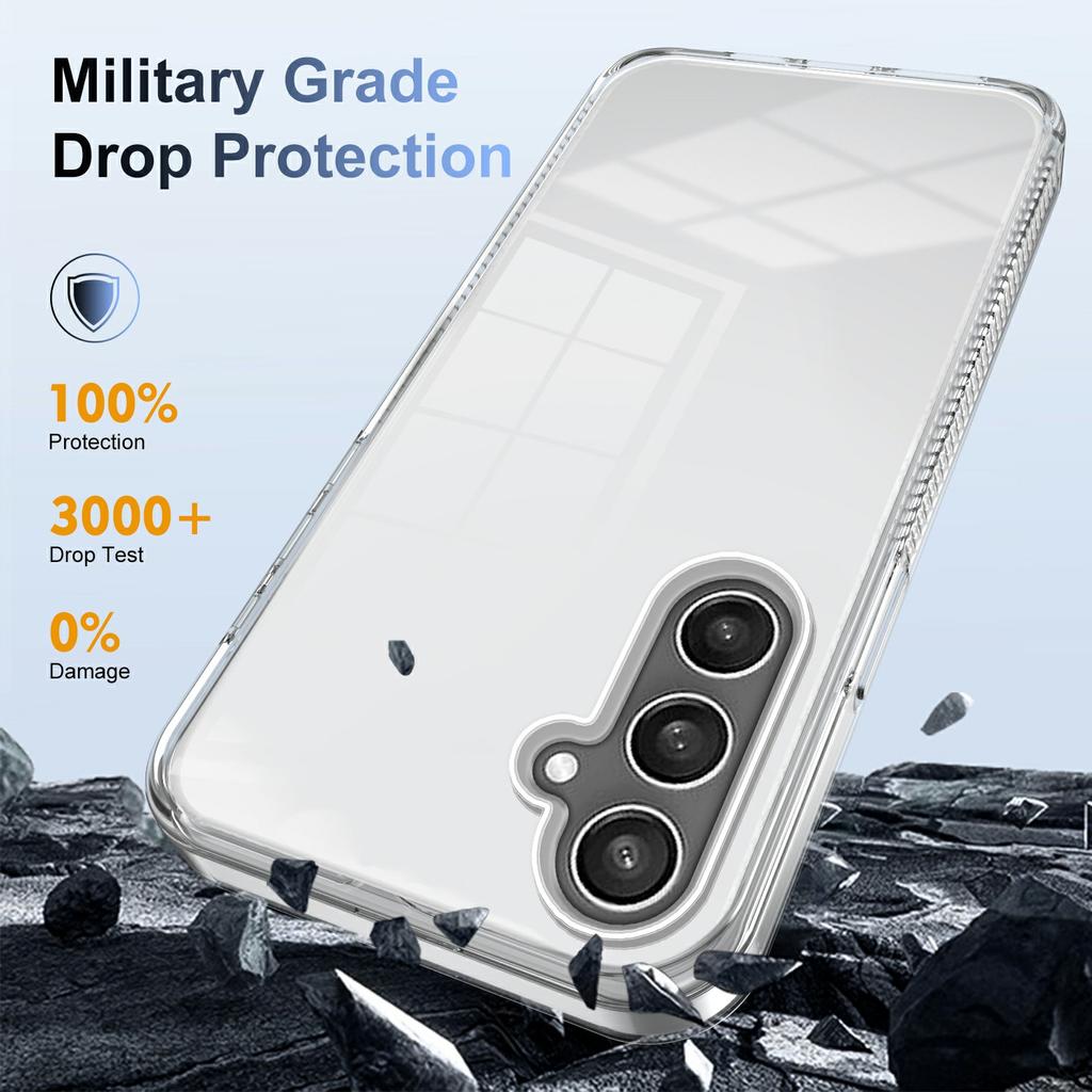 For Samsung Galaxy S24+ Clear Phone Case TPU PC Anti-Slip Drop-Proof Back Cover