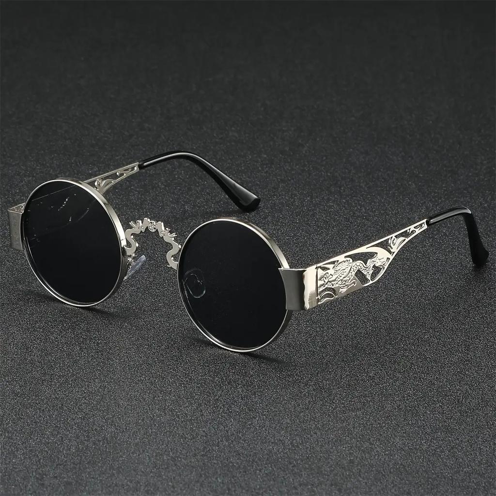 1PC Round Frame Glasses Vintage Punk Sunglasses, Fashion Classic Multi-Purpose Unisex For Daily Casual Decoration Glasses, Suita