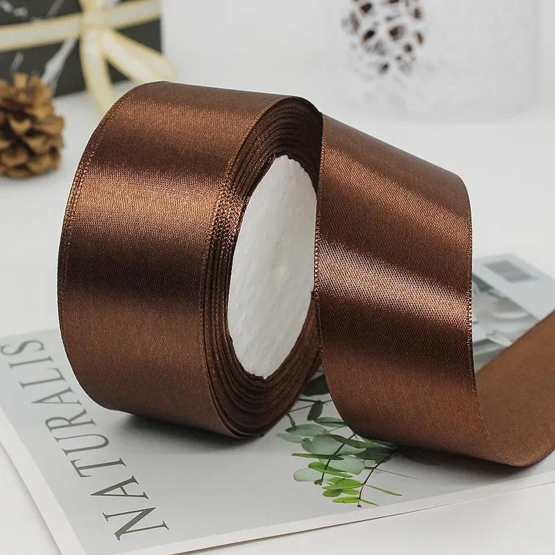 

25yards/Roll 40mm Satin Ribbons Crafts Bow DIY Gift Wrap Wine Red Orange Yellow Green Blue Purple Black Gray Gold White Ribbons 40mm ribbon колір темно кави
