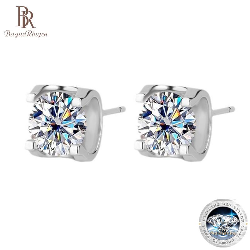 Bague Ringen Náušnice S925 Stříbro Osazené 1ct Moissanitem Hlava Krávy Temperamentní Jednoduché Svatobní Náušnice Dárek