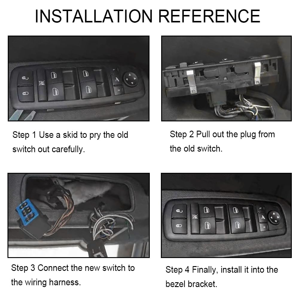 Front Left Driver Side Master Power Window Switch, Compatible with Chrysler Pacifica 2017-2023, OE: 68234092AC