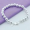 8mm glattes Perlenkettenarmband 925 Sterling Silber Schmuck