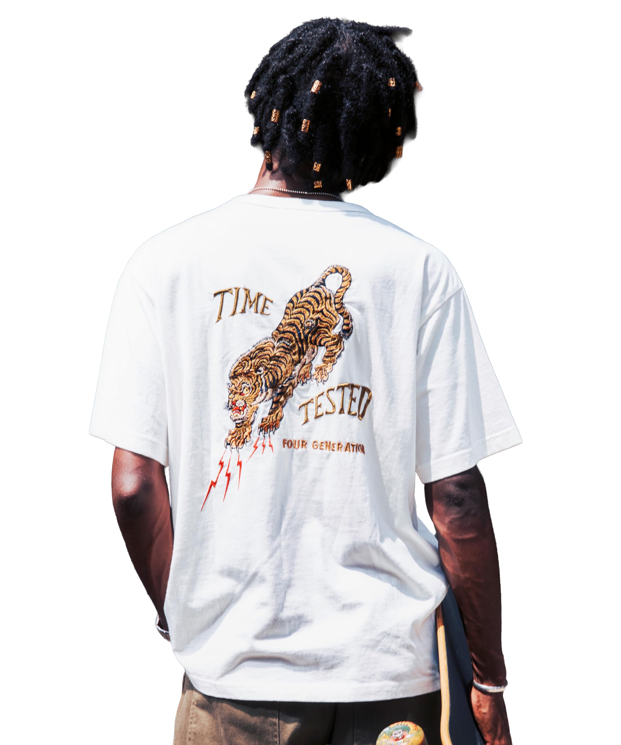 

Schott EMB. TIGER T-SHIRT, Men s Embroidered Tiger T-Shirt, Size XL, 030, White, 782-5234005