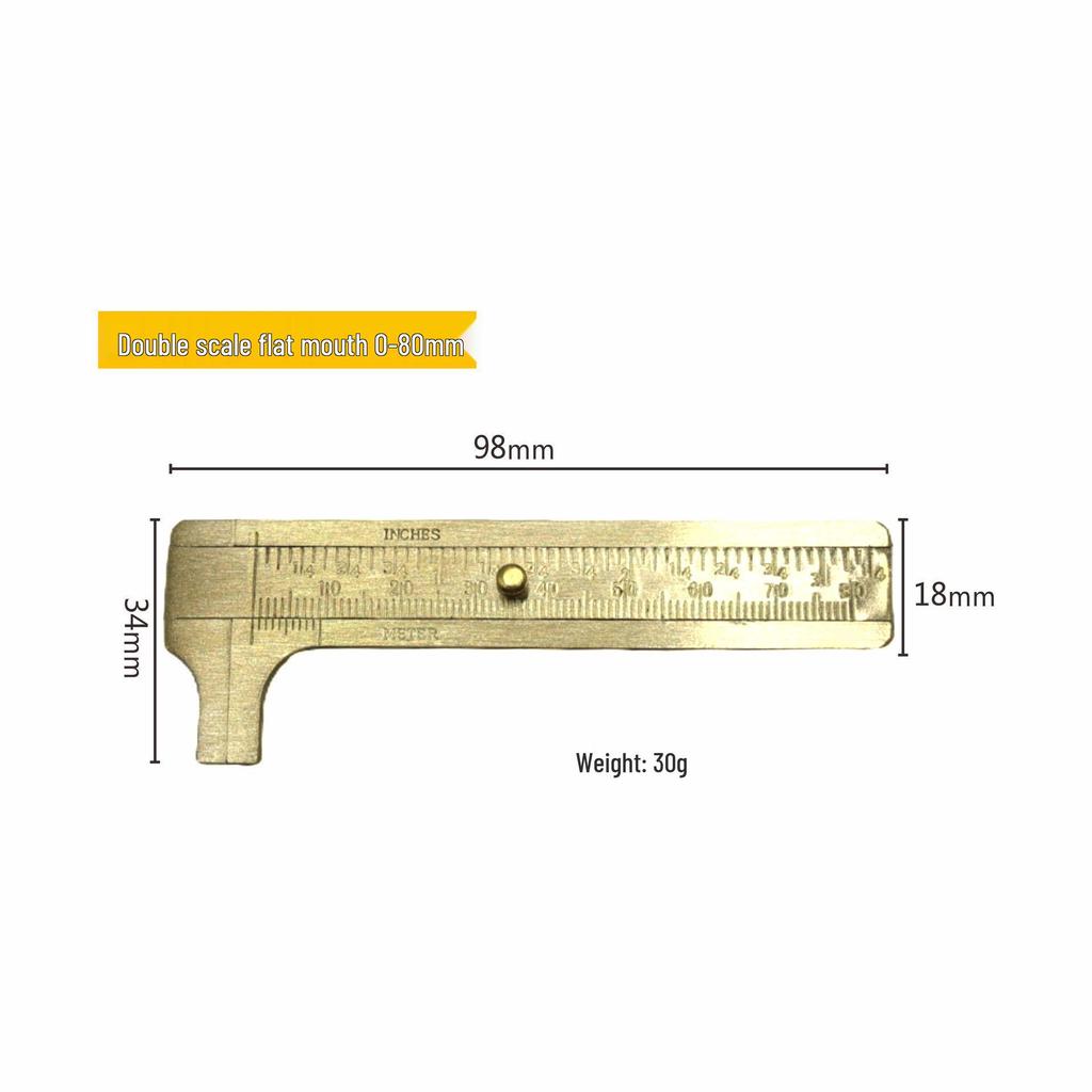 Portable Retro-Style Mini Vernier Caliper: Double-Scale Brass Ruler