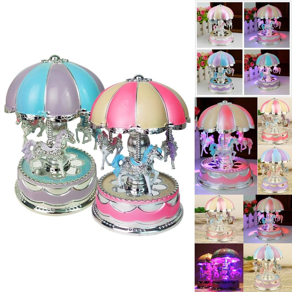 Mesmerizing Vintage Horse Carousel Music Box With Unique Light Show For Kids