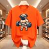 Pug Bodybuilding Weightlifting T Shirt Kawaii Cute Graphic T Shirts Casual Round Neck Printed Short Sleeve Tees Clothes Tops