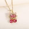 Trendy Pink Cat Pickaxe Pendant Necklace for Women