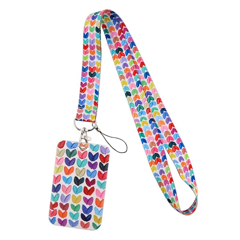 Lanyard mit Kartenetui Herzmuster ABS Kartenhalter Handy-Lanyard Kartenhülle für Arbeit Ausweishalter Buskarte Schlüsselzubehör