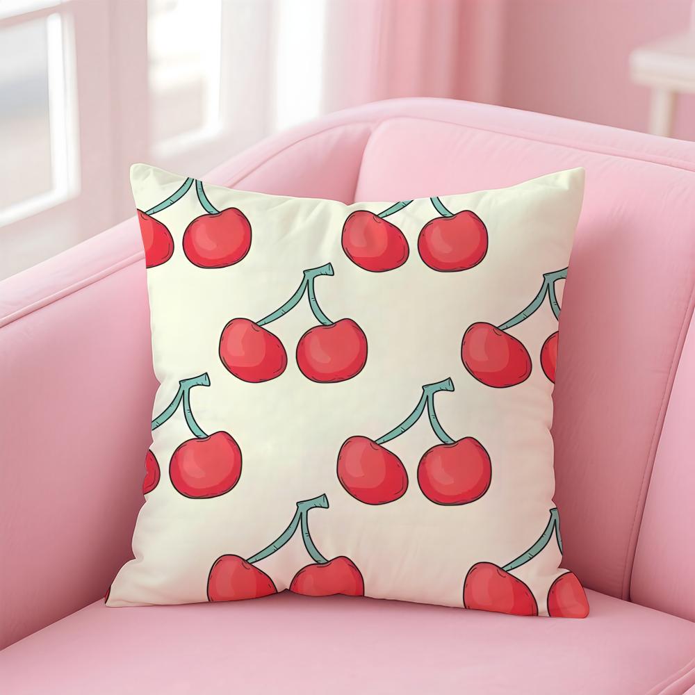 CUTE Handpainted cherries Cushion Cover Pillow Case Soft Skin Friendly Fabric  Concealed Zipper