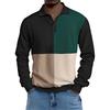 Men's Casual Loose Colorblock Print Lapel Button Long Sleeve Top