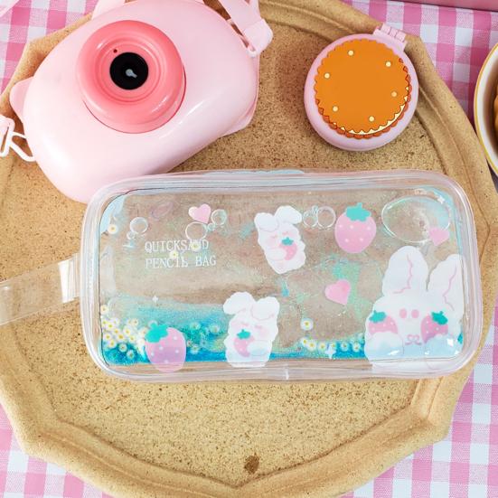 Shiny Pencil Case Transparent PVC Makeup Bag Waterproof Travel Cosmetic Bag Glitter Sequin Pouch for Pens Makeup Brushes