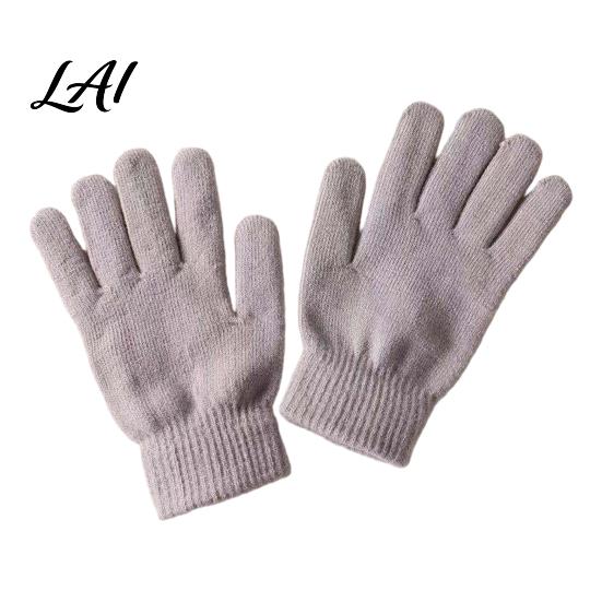 Cold Weather Accessories for Men Women Winter Thermal Gloves Women Thickened Velvet Lined Mittens Knit Five Finger High Elasticity with Elastic Rib