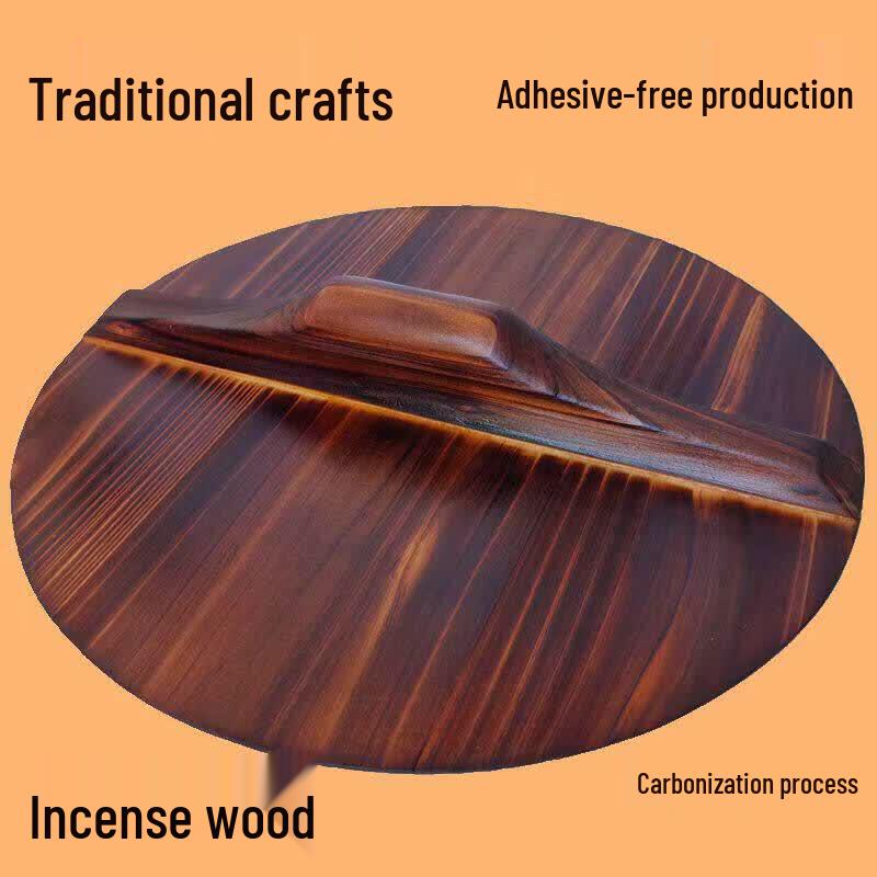 Handmade Carbonized Solid Fir Wood Pot Lid