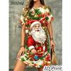 Sommer Damen 3D-Druck Kurzarmkleid Weihnachtsoutfit