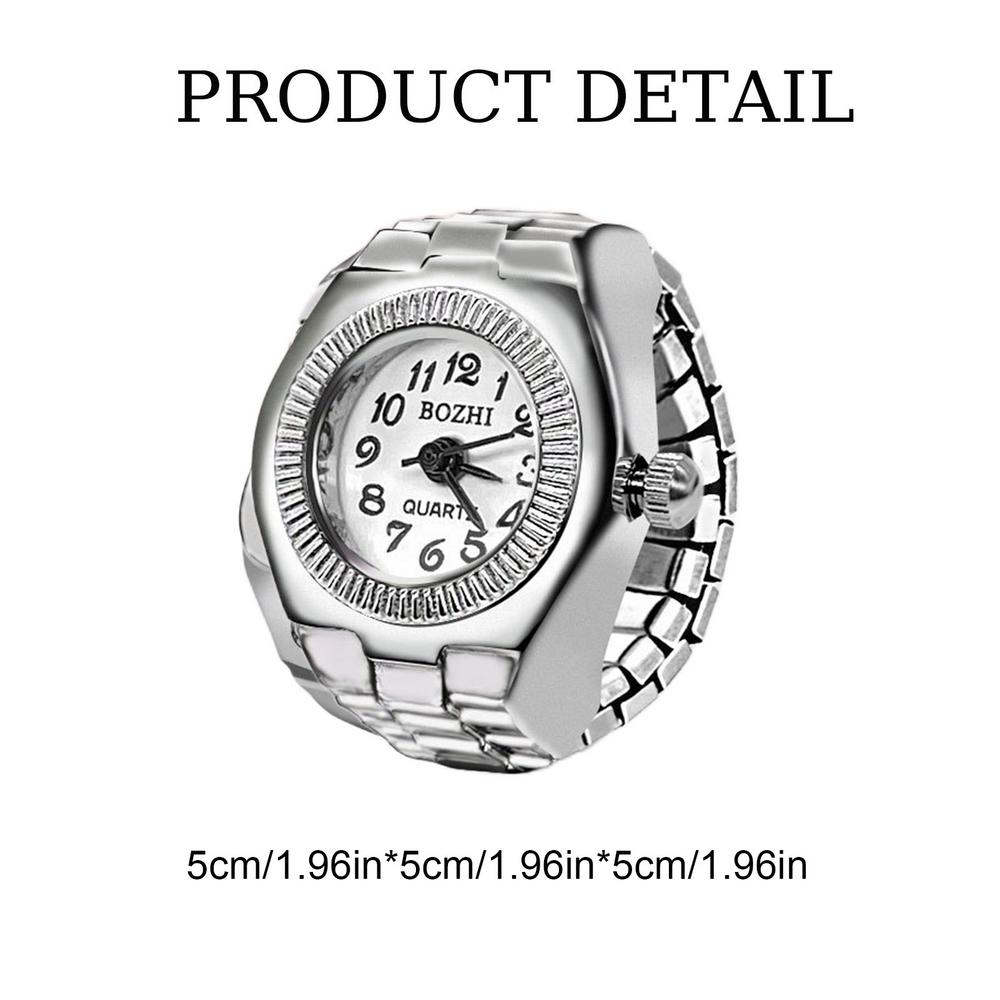 Vintage Punk Finger Watch Mini Elastic Strap Alloy Watches Couple Rings Jewelry Clock Retro Roman Quartz Watch Ring