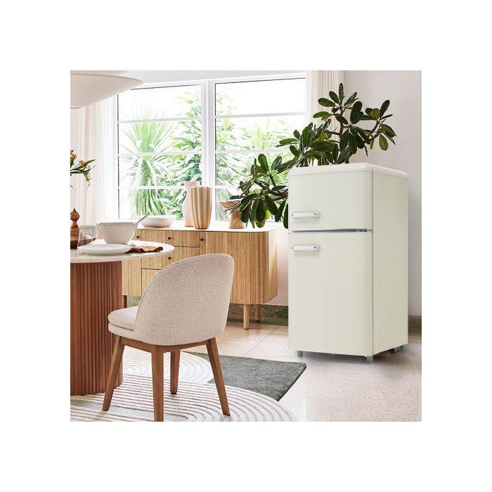 Réfrigérateur Vintage - MUVOE - Modèle - 72L - Congélateur 21L - 120 kWh - Blanc