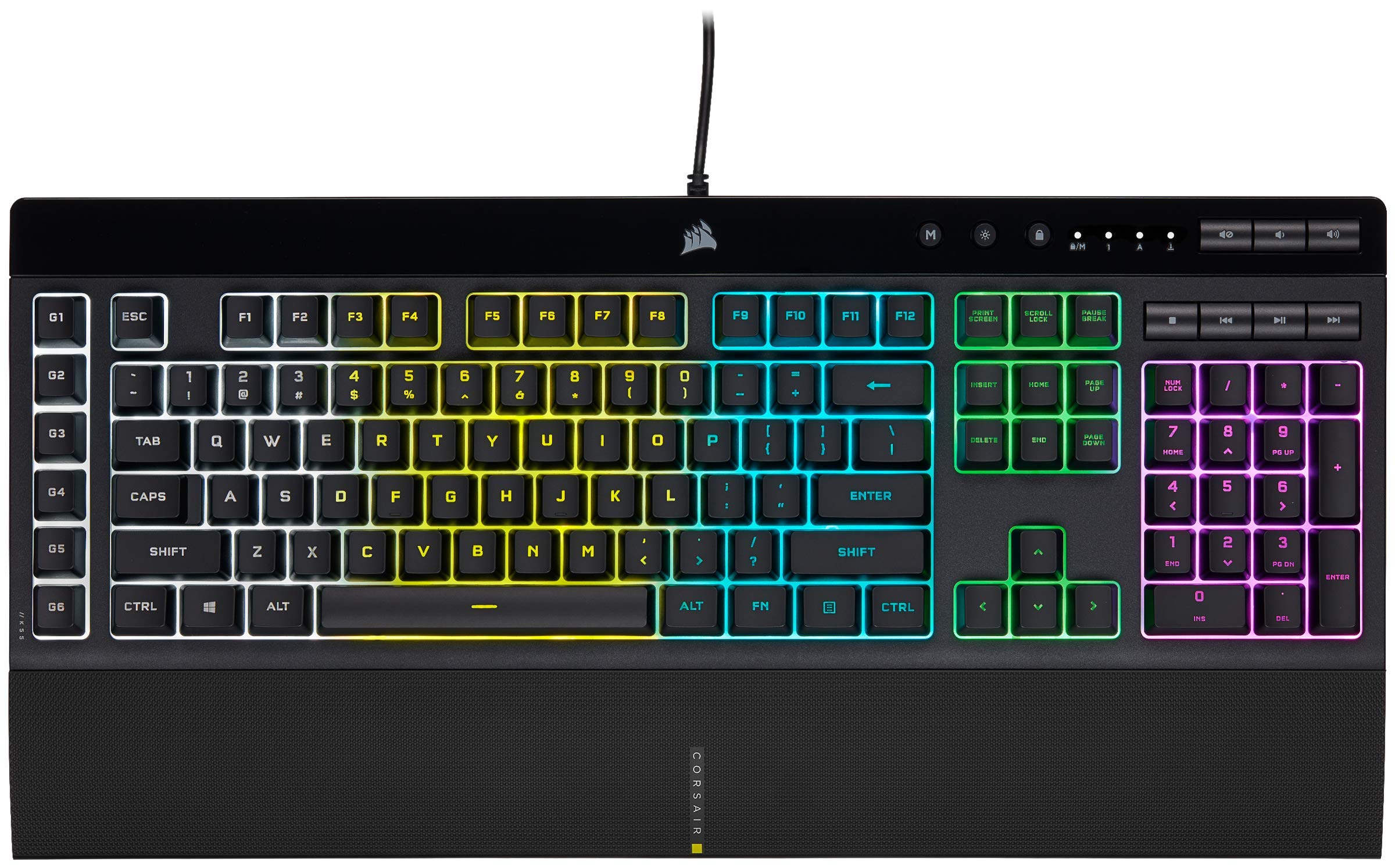 

CORSAIR K55 RGB PRO Gaming Keyboard, Black - IP42 Dust and Splashproof - Removable Palm Rest - Dedicated Media and Volume Keys (CH-9226765-JP)
