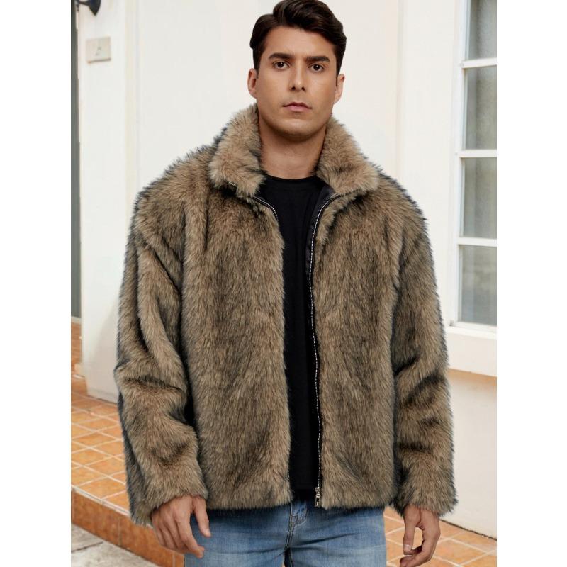 00 Men's stand-up collar short imitation fur jacket thermal imitation fox fur jacket