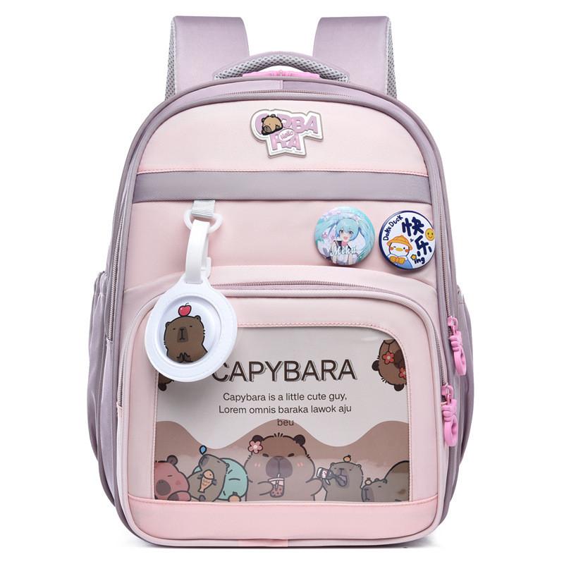 Capybara Cute Cartoon Pattern Children Large Capacity Backpack For School Use