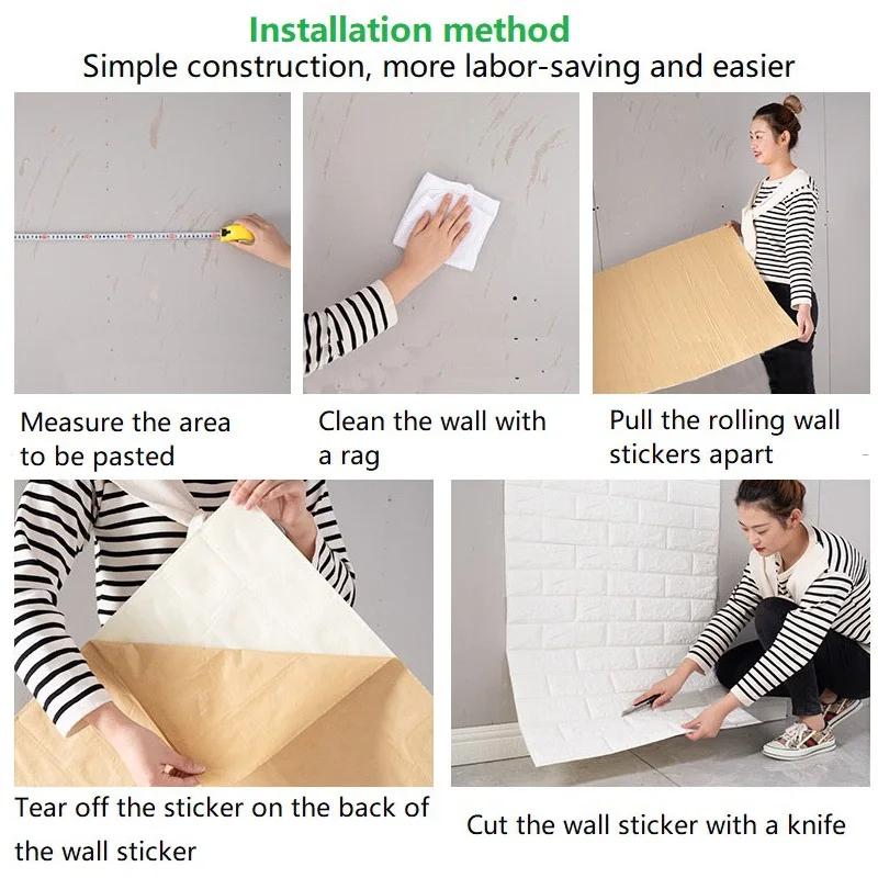 3/5/10 M 3D Self-adhesive Wallpaper Stickers 3M Brick Wall Stickers Home Decor Wallpaper for Walls DIY Bedroom Papel De Parede