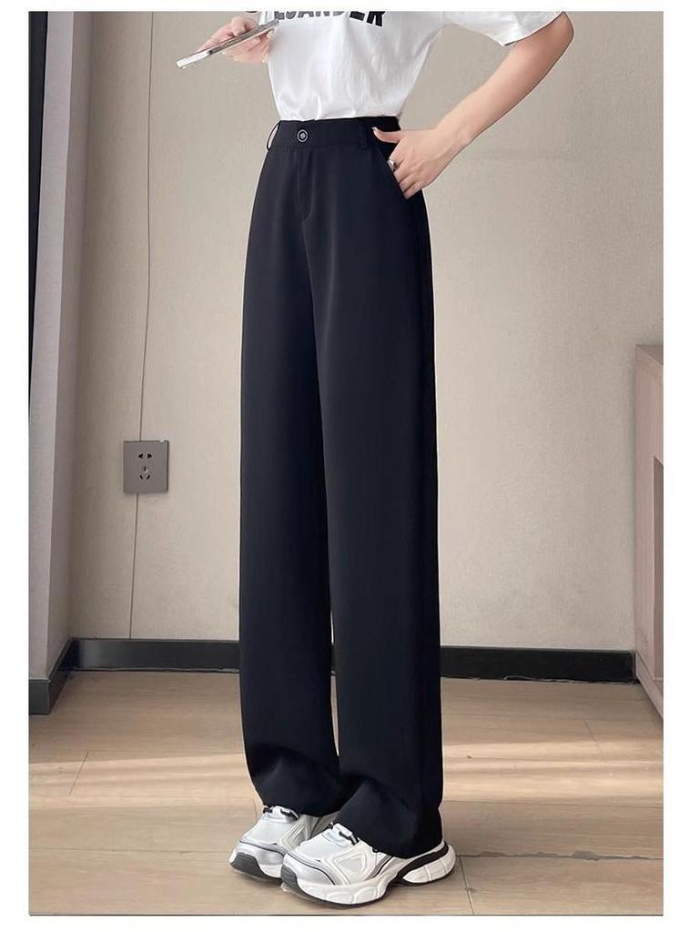 Schwarze High-Waist Straight-Leg Hosen für Damen, Slim Fit, für Frühling/Sommer 2026
