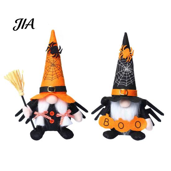 Small Car Interior Decorations Halloween Gnome Decoration, Spooky Orange Black Spider Web Boo Swedish Tomte Party Table Centerpieces Elf Figurine,