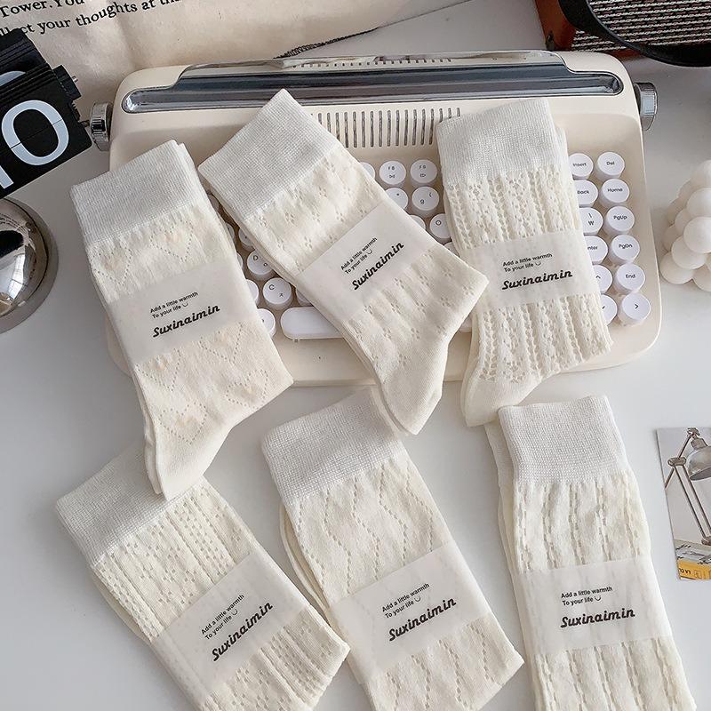 5 Pairs of Women's Summer Thin Lovely Mesh Tube Stack Socks
