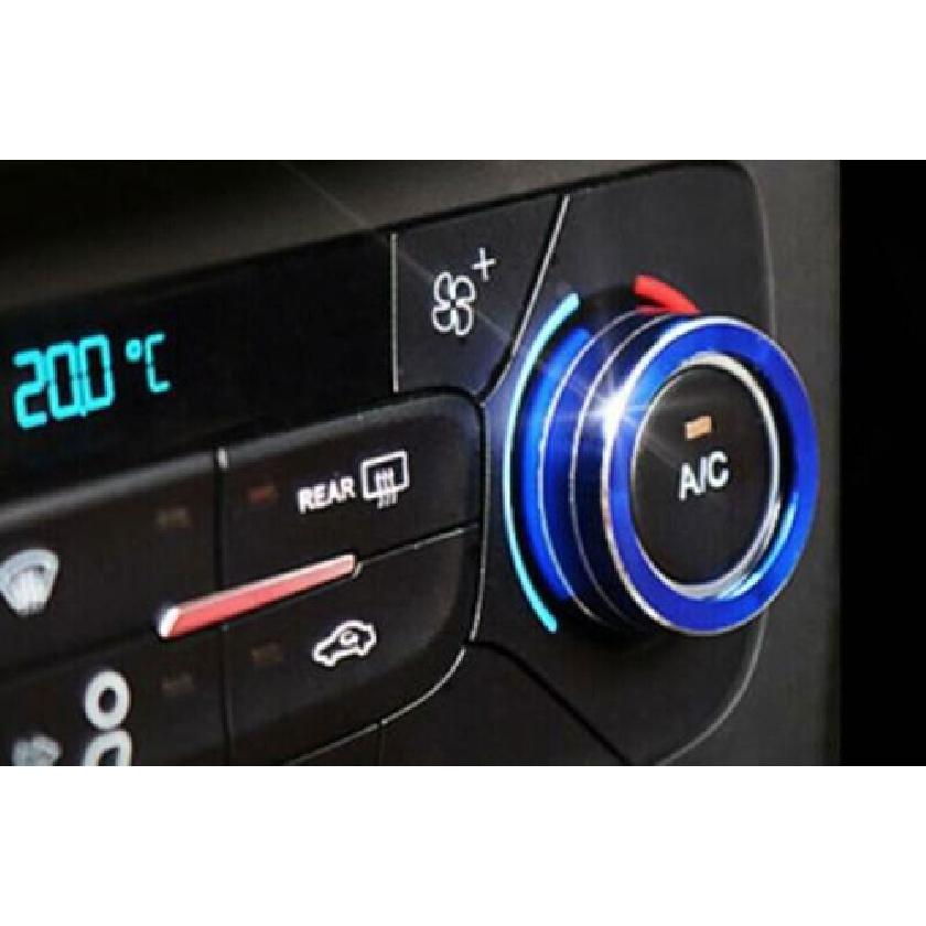 For Ford Focus 2015-18 Blue Aluminum Central Console AC Knob Ring Cover Trim 2X