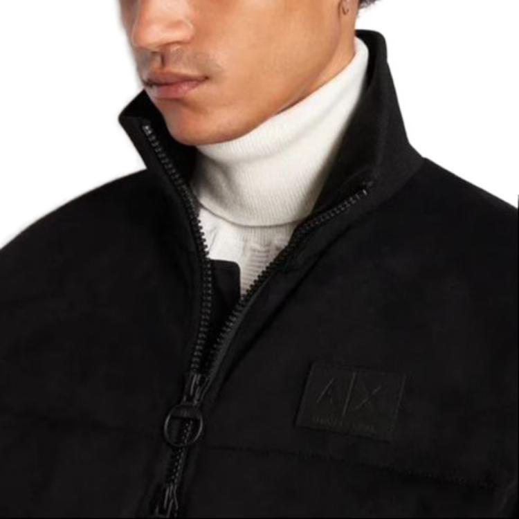 Emporio Armani Logo High Neck Zip Long Sleeve Jacket Men Jackets Black 6RZB32-ZE1AZ-1200