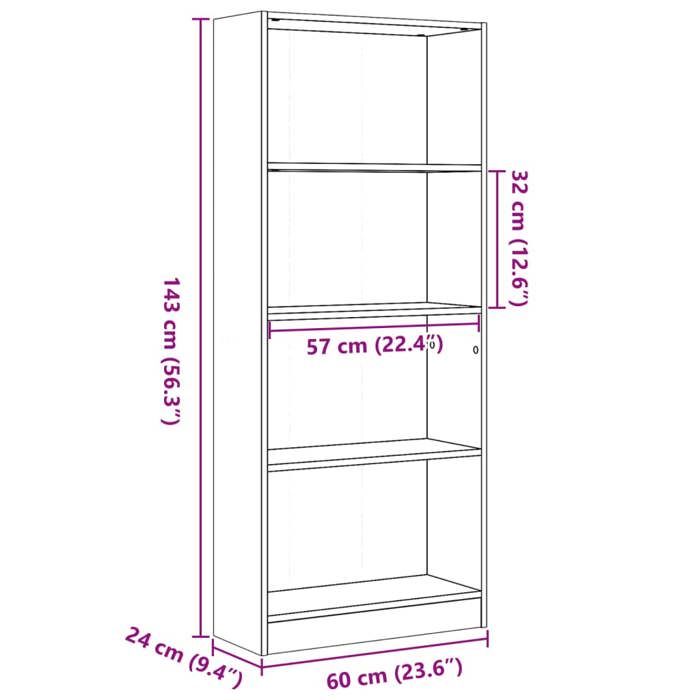 VidaXL Bookcase Brown Oak 60x24x143 Cm Engineered Wood, Bookshelf, Book Holder, Book Support, Cabinet 857818