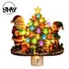 Indoor Holiday Lighting Christmas Santa Elf Decorative Plug-in Night Light, Resin Tree Wall Festive Room Decoration Nightlight, Vintage Xmas Ornament