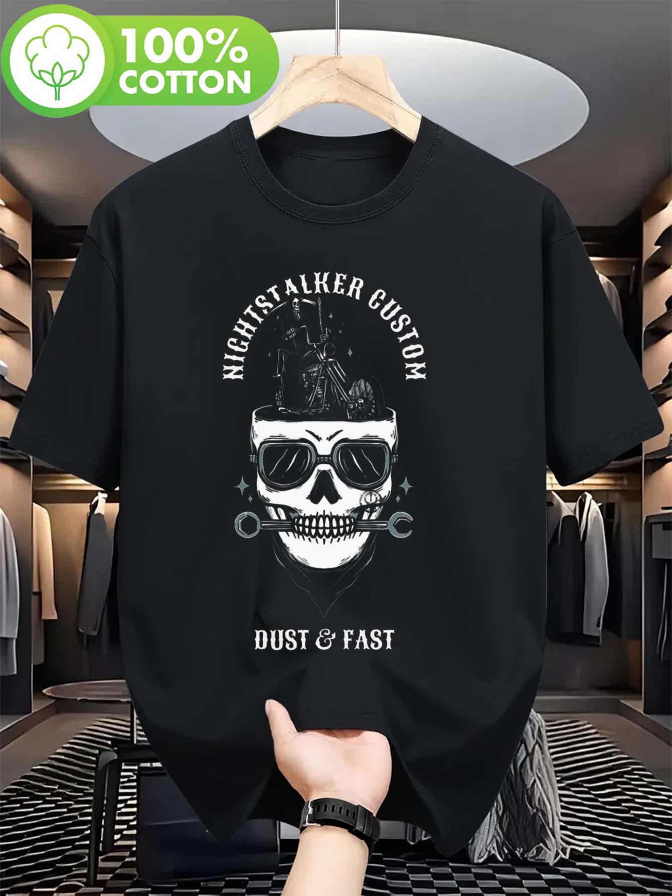 Casual Cotton T-shirt with Skull Print M