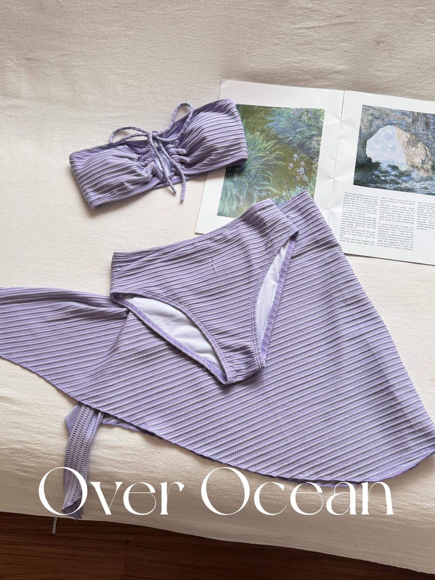 

Swimsuit Violet Small Breasts Gathering Three-piece Seaside Resort Hot Spring Bikini L