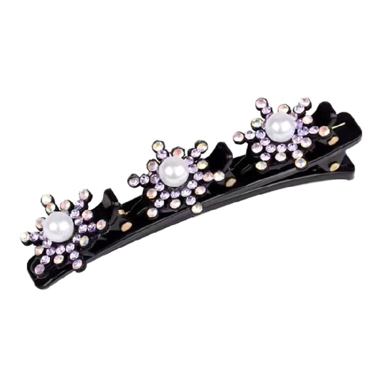 5x Sparkling Crystal Stone Braided Hair Clips Tooth-Shaped Non-Slip Bang Hairpin