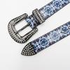 Blue Porcelain Floral Rhinestone Women's Versatile Fashion Belt