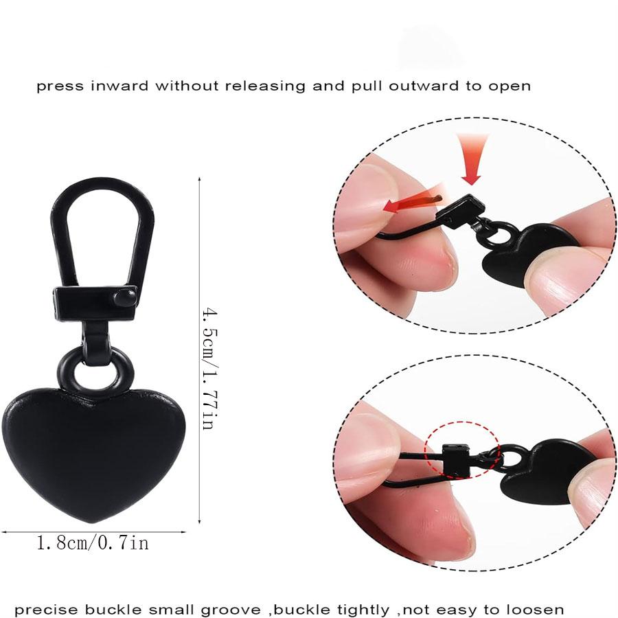 Mehrfarbiger Herz-Reißverschlussanhänger Ersatz Metall-Reißverschluss Rucksack-Reißverschluss Reparateur Für Mäntel Jacken Hosen Gepäck, Verschlüsse, Einnähen