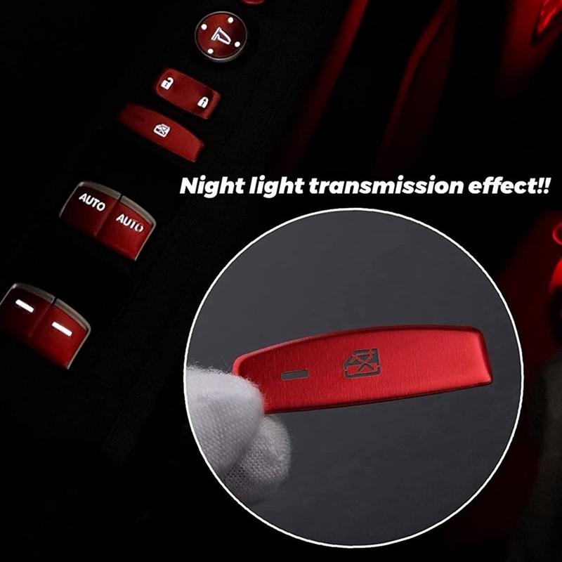 13 Stück Rote Fensterheber-Schalterknopf-Abdeckung Aufkleber für Honda Civic 11. Generation
