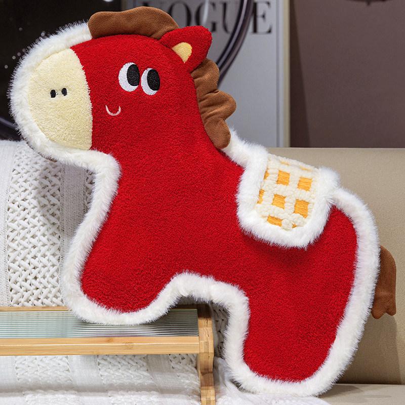 

Style Pony Plush Cushion With Embroidered Pattern For Living Room Decor And Gift красный