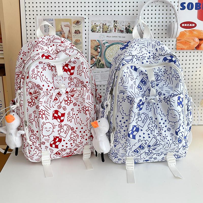 Schoolbag1011 new graffiti print backpack female Korean version trend high school student schoolbag junior high school student casual backpack