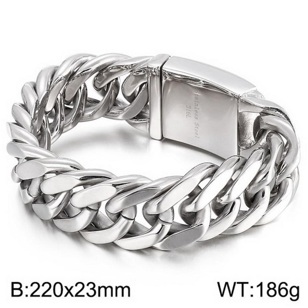 European and American Simple Electroplated Gold Four-sided Ground Titanium Steel Men's Bracelet