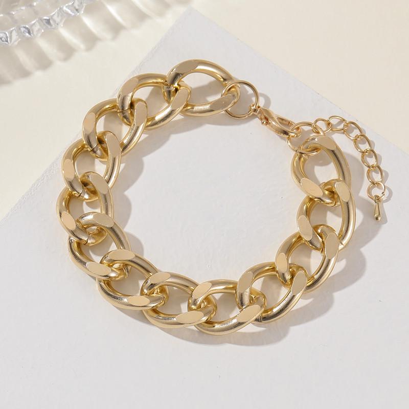 Hip Hop Thick Bracelet, Street Auction Personalized Gold Jewelry Punk Metal Chain Bracelet For Women