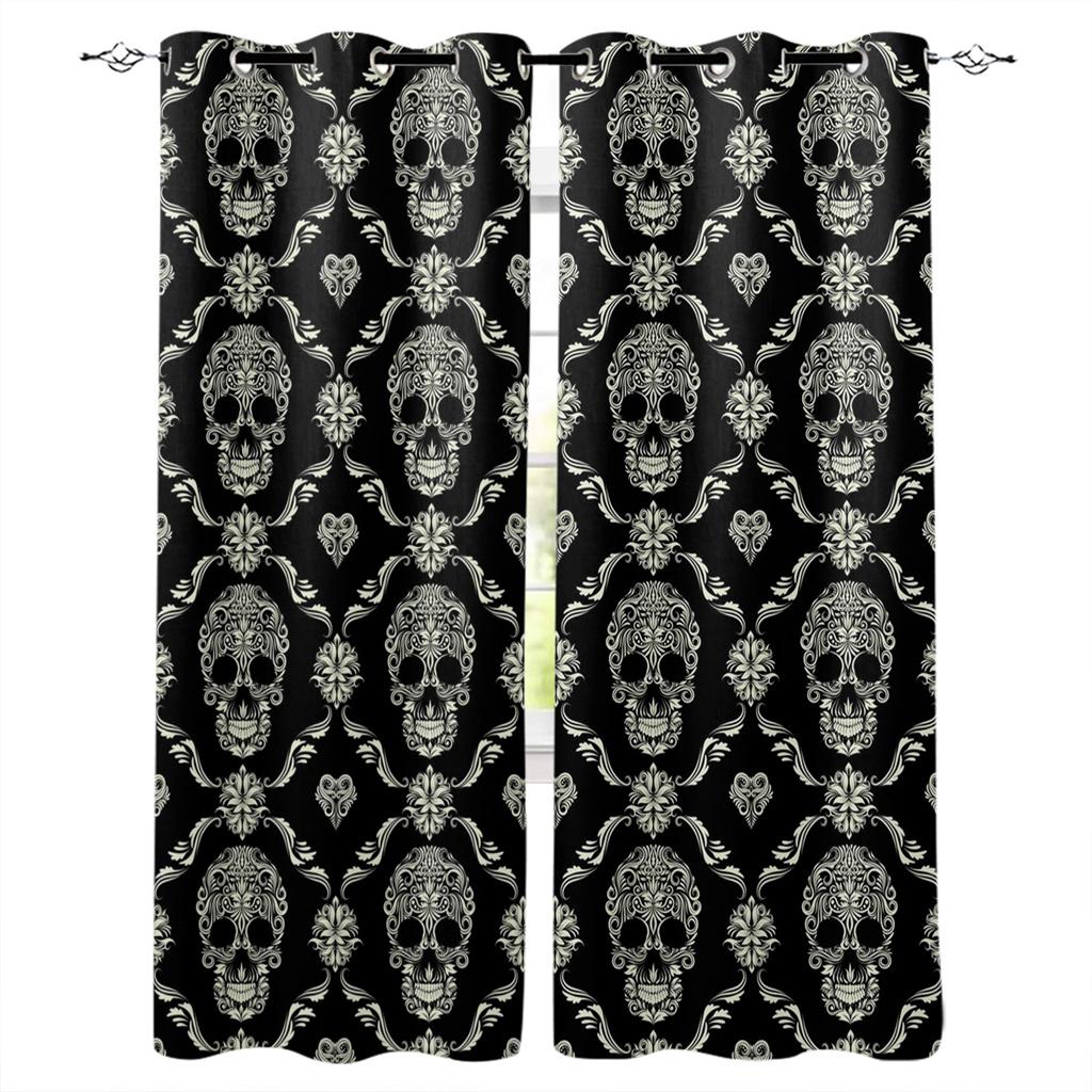 Skull Head Wall Skeleten Hall Window Curtains For the Kids Bedroom Living Room Bthroom Treatments Kitchen Decor Drapes Blinds